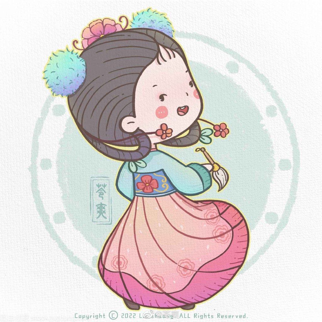 一组可爱古风人物简笔画图片