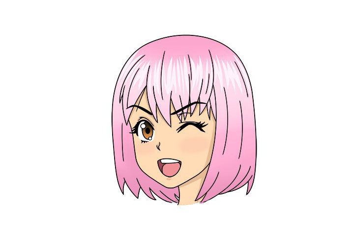 如何画漫画女孩眨眼