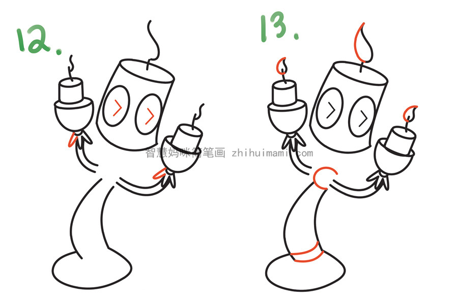 如何画卡通烛台