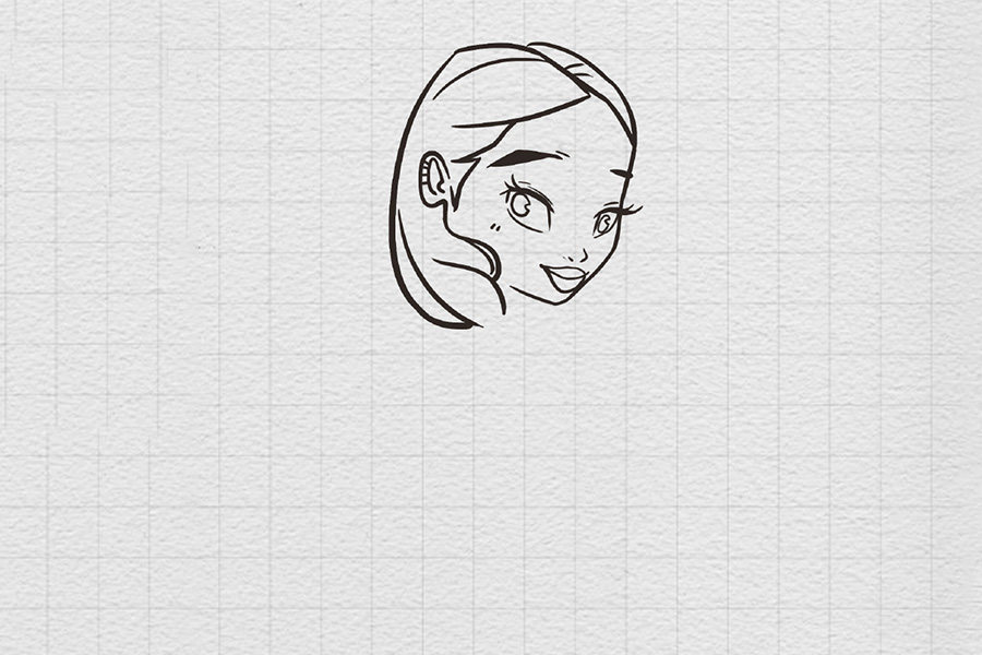 长发美少女的简笔画画法步骤
