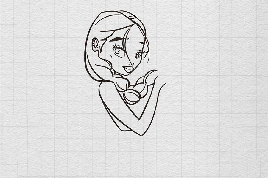 长发美少女的简笔画画法步骤