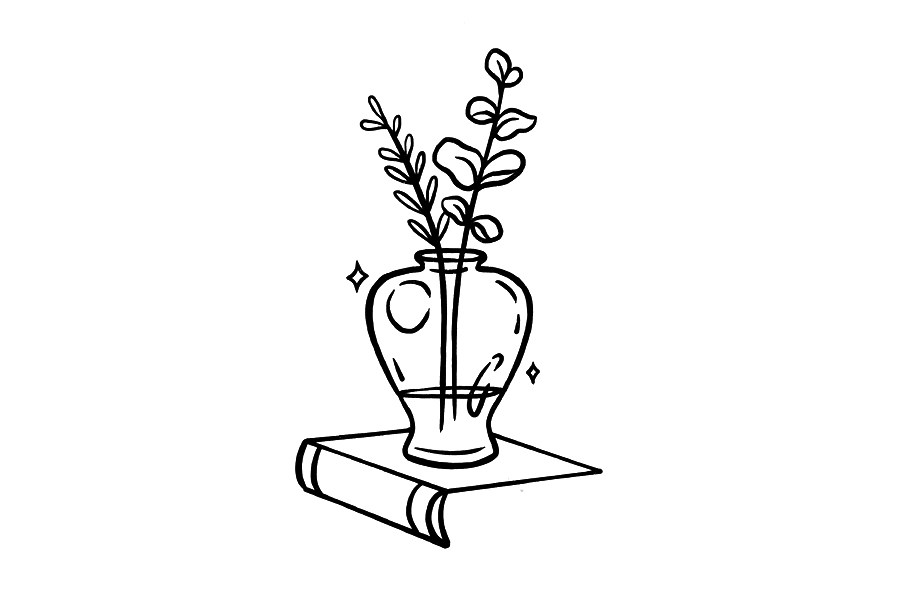 插花和书本简笔画教程
