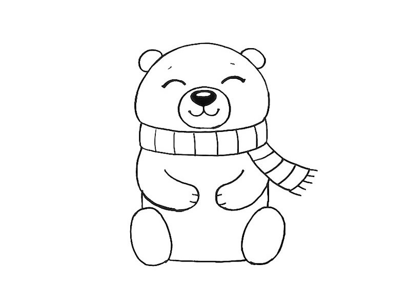 可爱的北极熊简笔画画法步骤