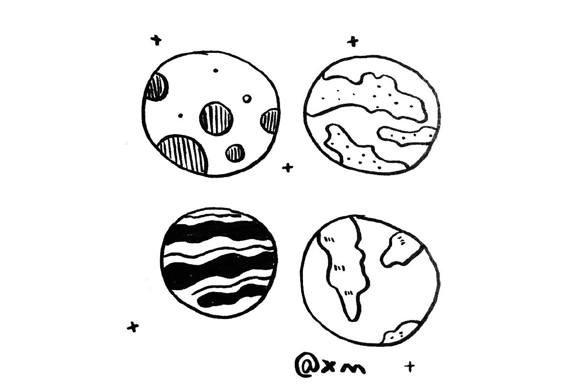 星河璀璨 一组关于外太空的简笔画图片