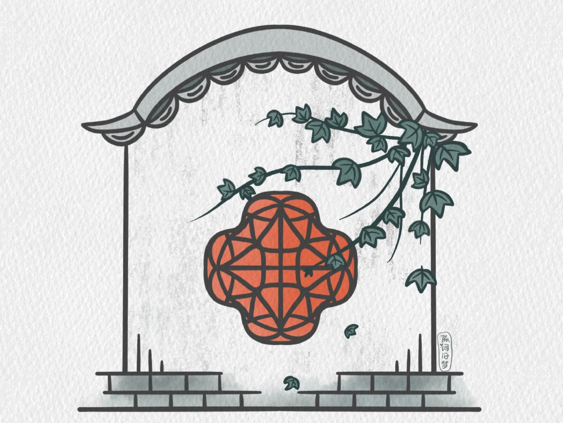 梦回江南 园林风景简笔画图片