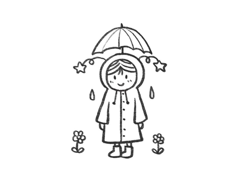 下雨天穿雨衣的小朋友简笔画教程