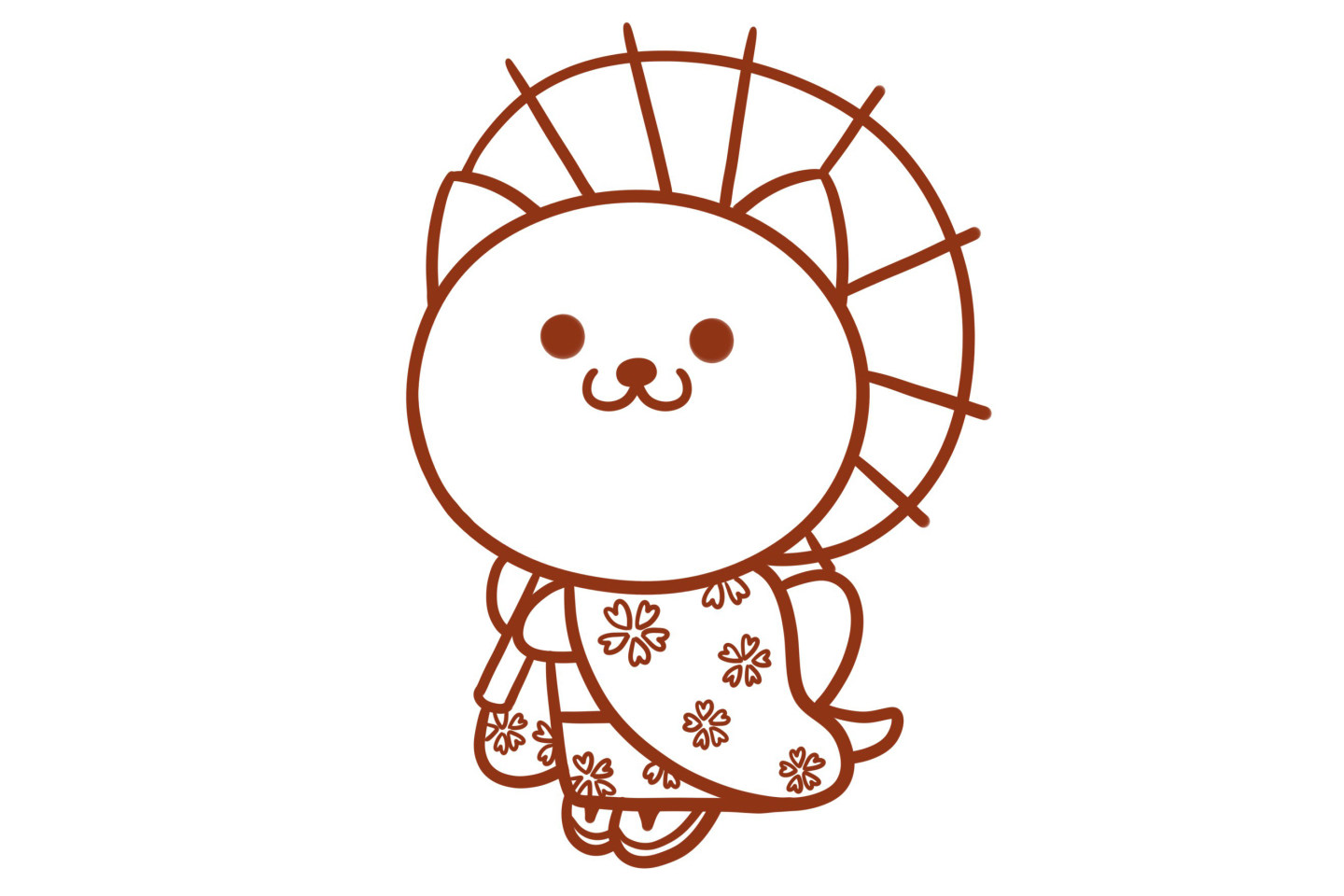 可爱的和服小猫简笔画画法