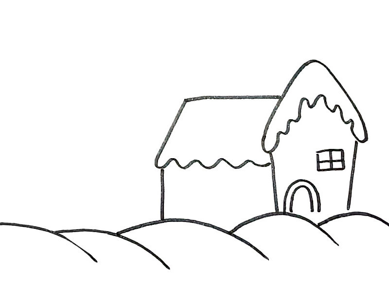 冬天雪屋简笔画
