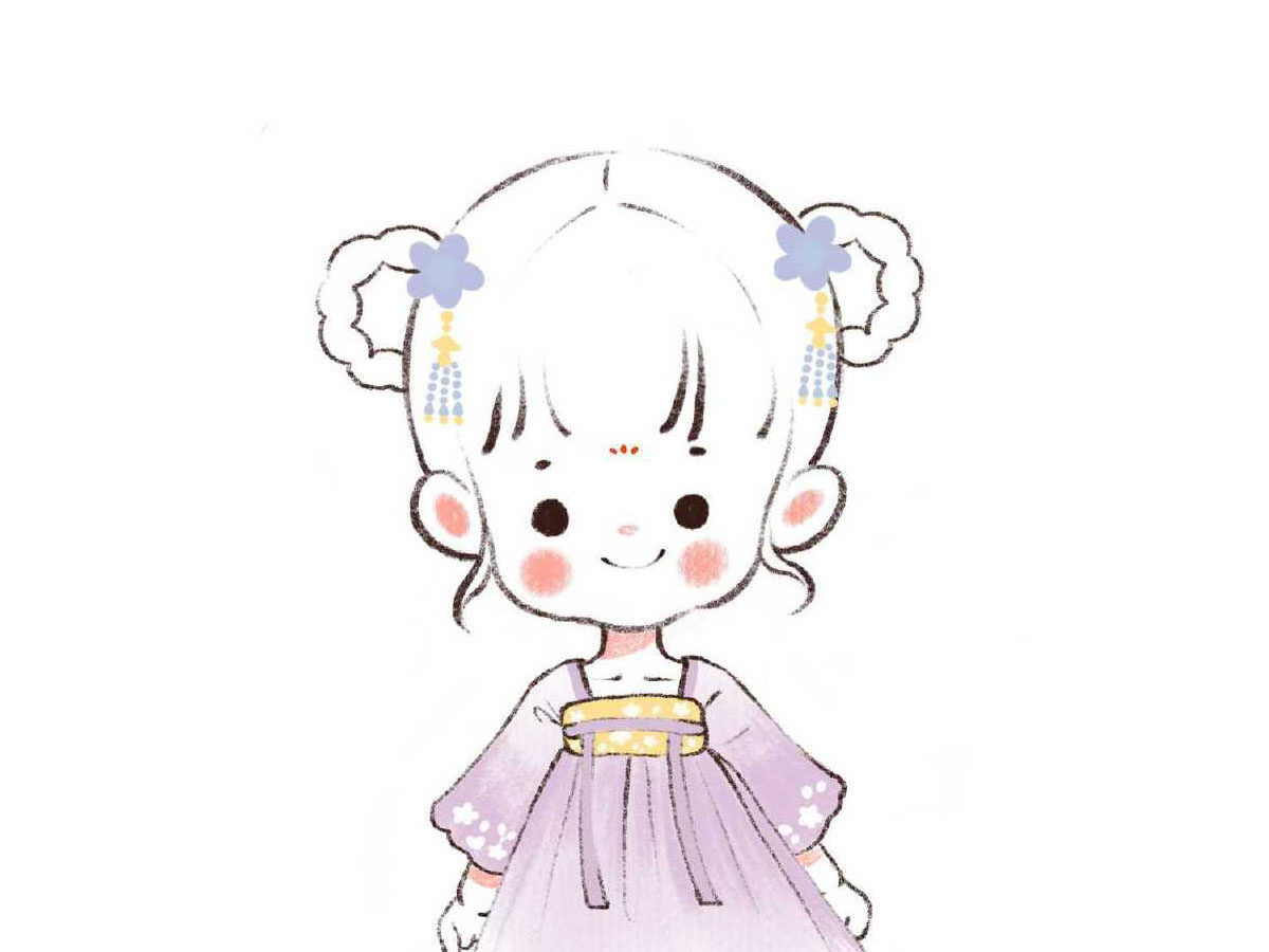 一组可爱漂亮的小女孩简笔画图片