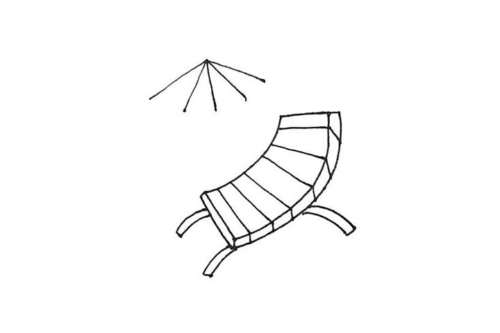 沙滩椅简笔画画法步骤