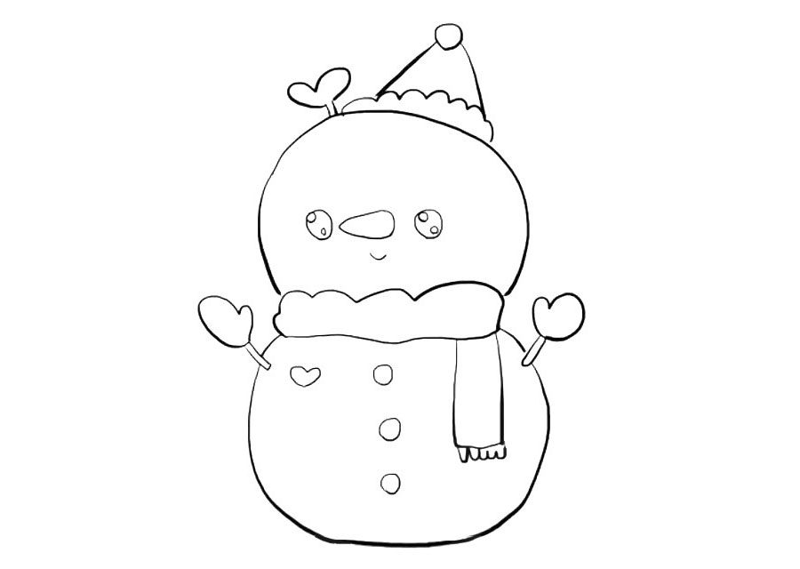 可爱的圣诞雪人简笔画画法步骤