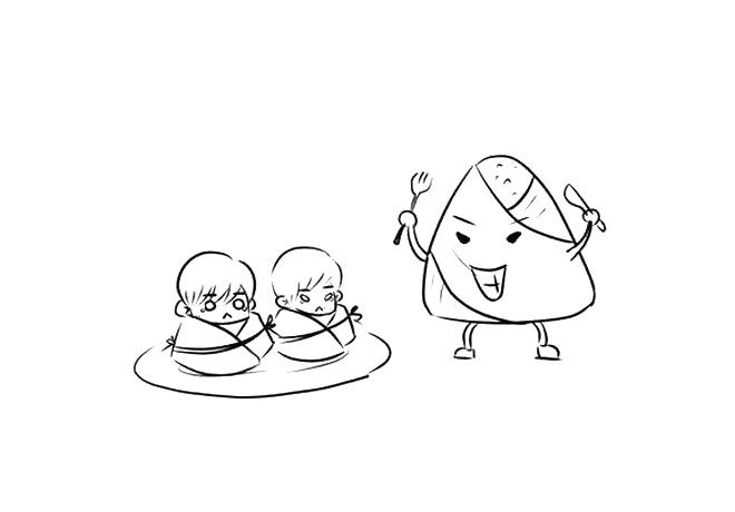 简单可爱的粽子简笔画图片