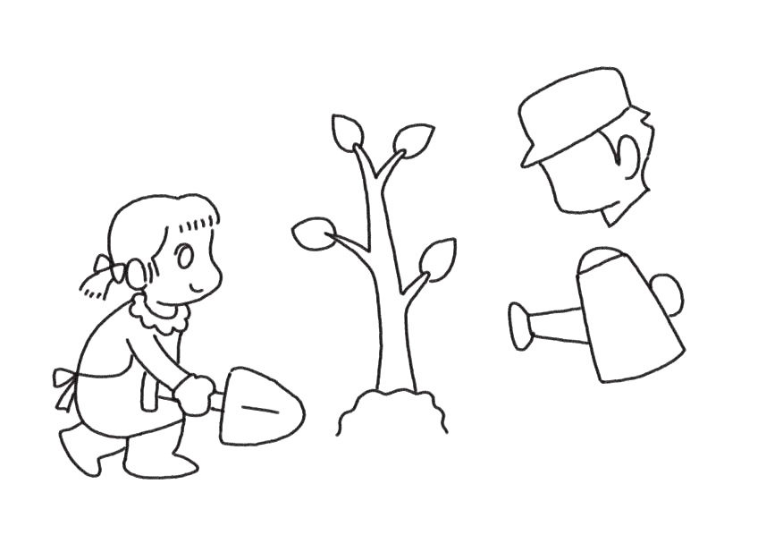 植树快乐简笔画步骤