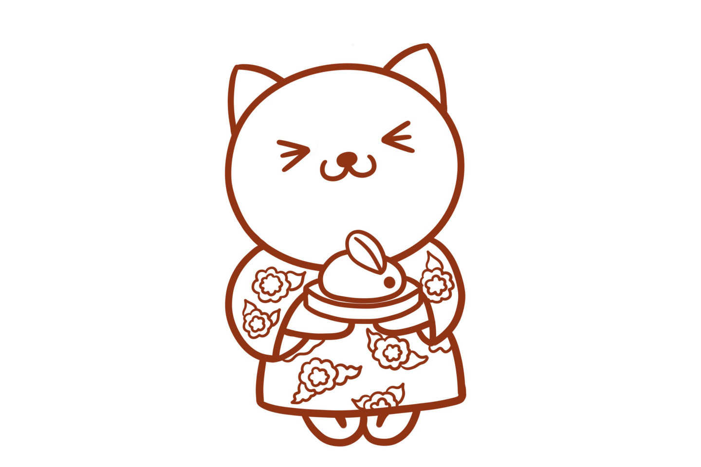 穿裙子的小猫简笔画步骤