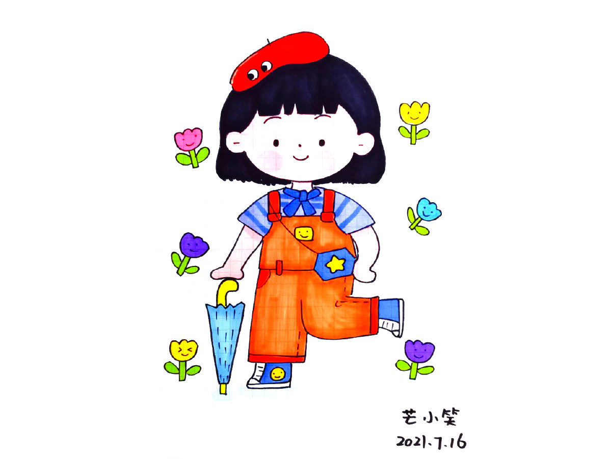 可爱的小女孩简笔画图片