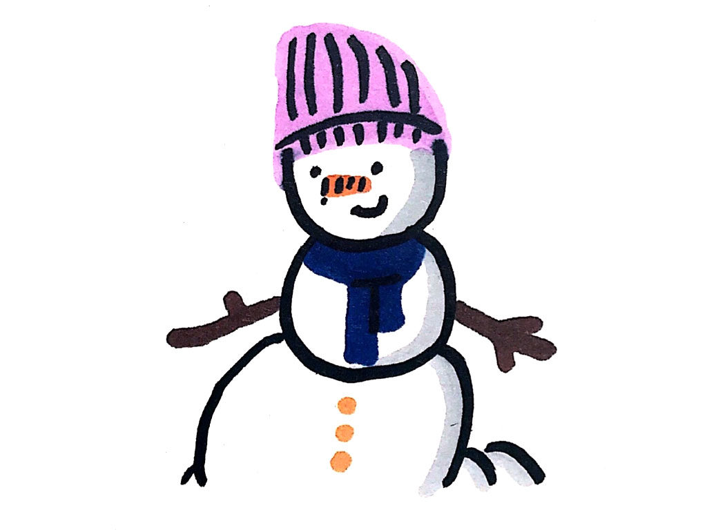 憨态可掬的小雪人简笔画