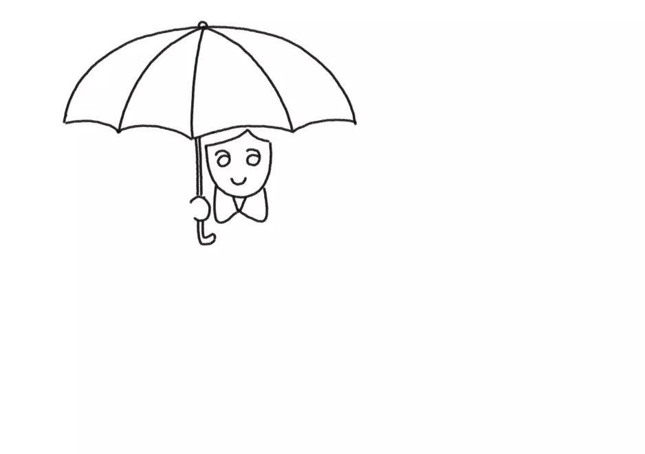 下雨天妈妈和我简笔画