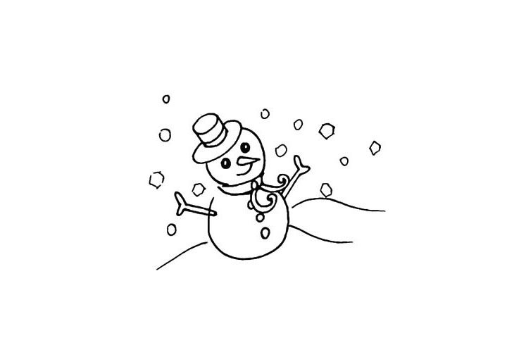 雪地里的雪人简笔画教程