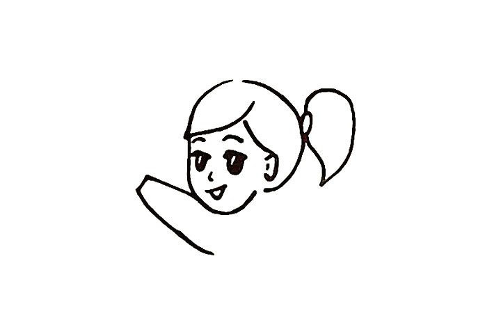 贴福字的小女孩简笔画教程步骤