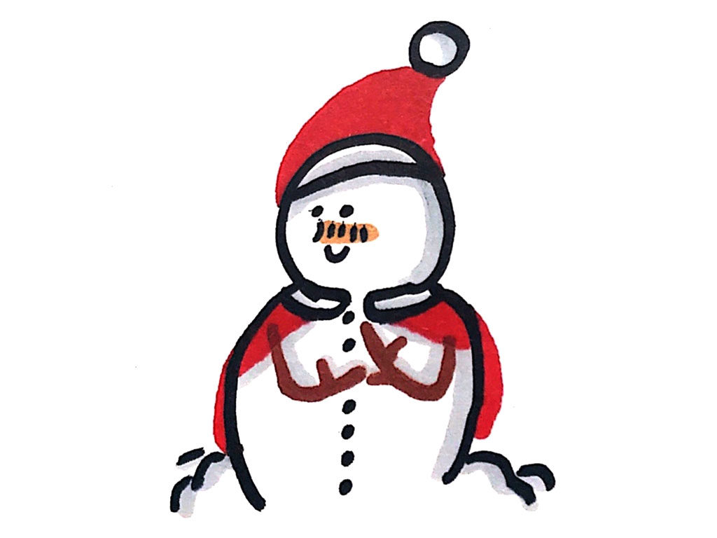 憨态可掬的小雪人简笔画