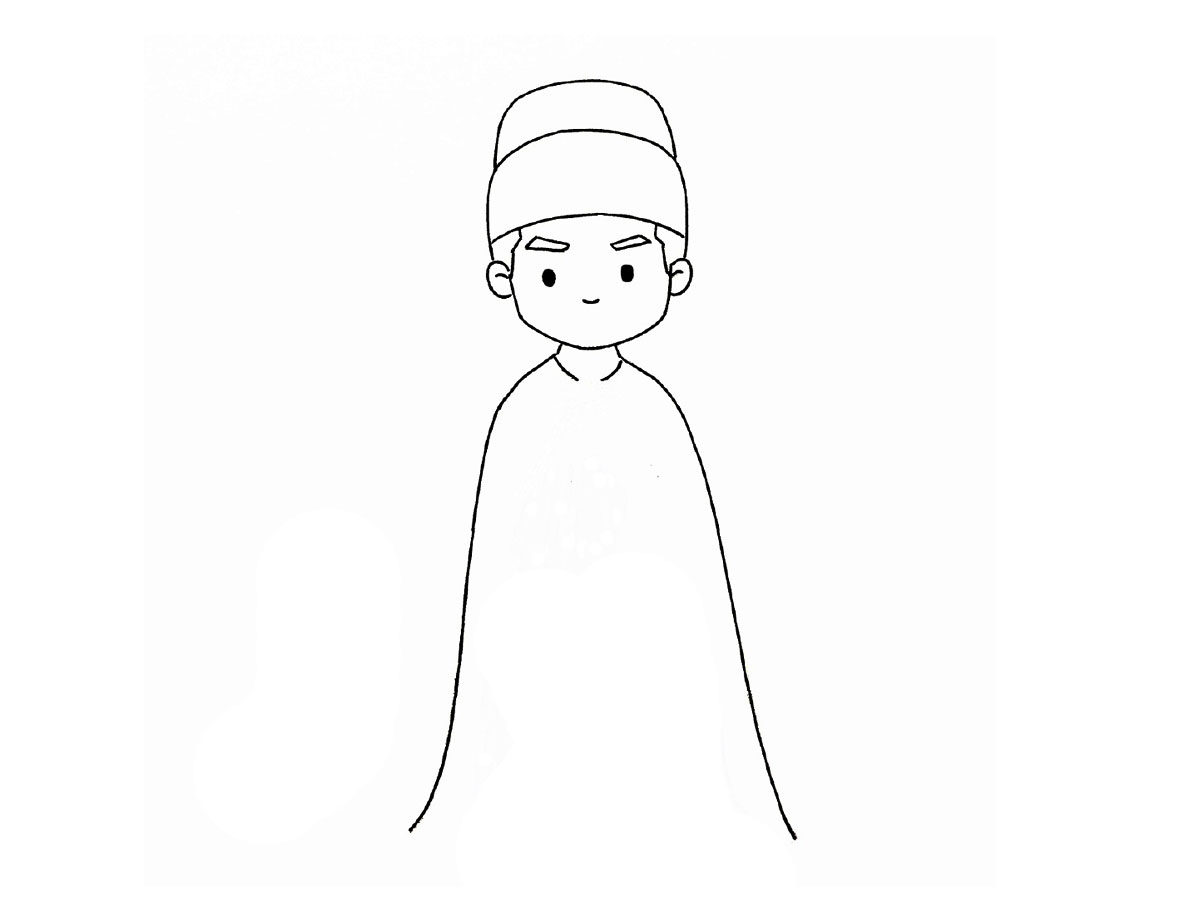 鹤唳华亭萧定权简笔画画法步骤