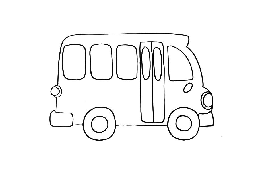 小学生怎么画校车