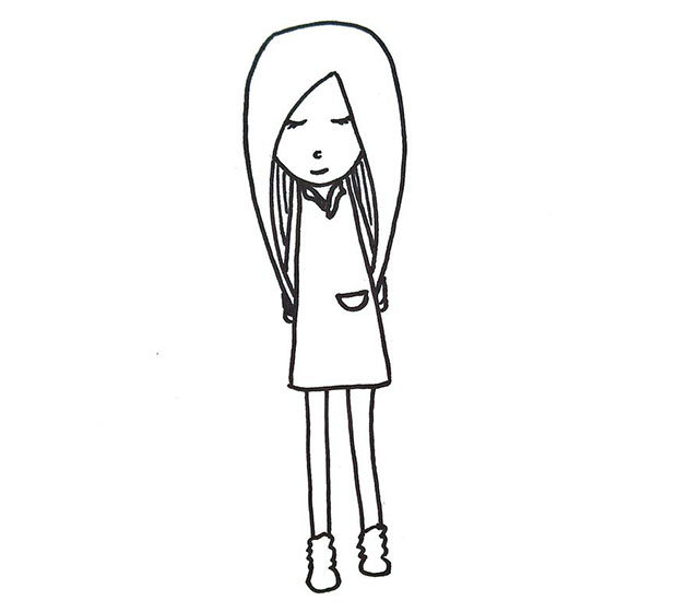 漂亮的小女孩简笔画
