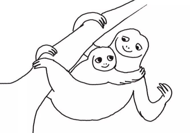 树懒简笔画 树懒宝宝和树懒妈妈