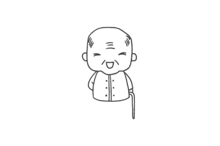 拐杖的老爷爷简笔画步骤