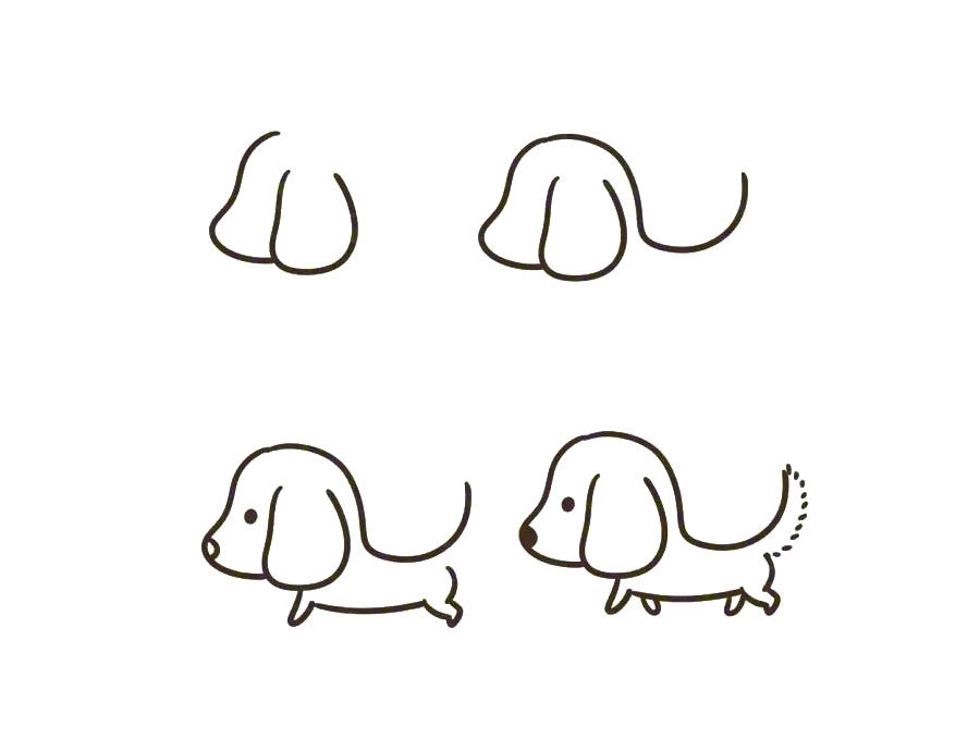 一组可爱的狗狗简笔画教程