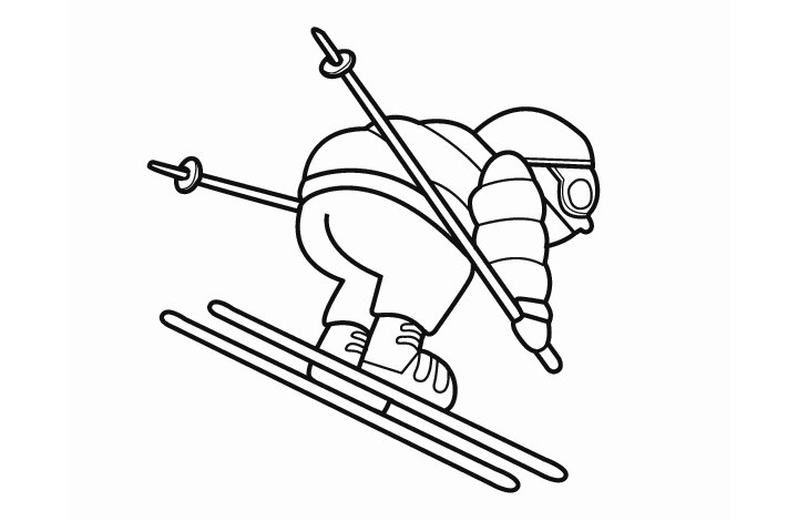 冬天滑雪运动简笔画图片