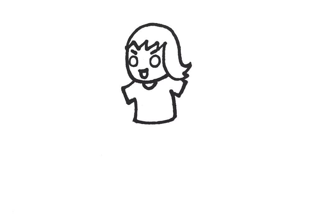 春天里玩滑板的小女孩简笔画