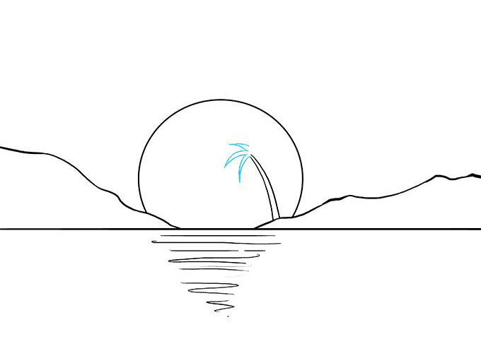 海上日落风景怎么画