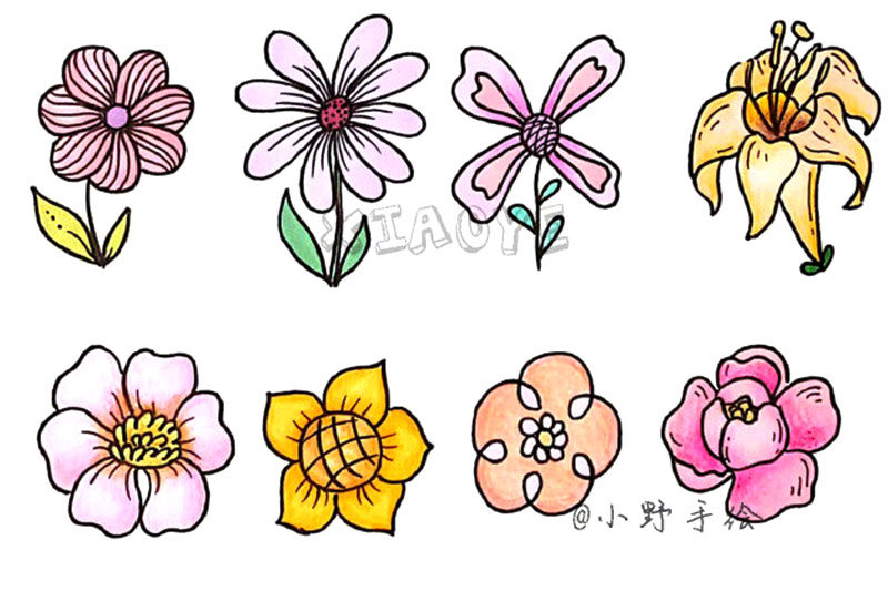 草长莺飞 春天漂亮的花草简笔画图片