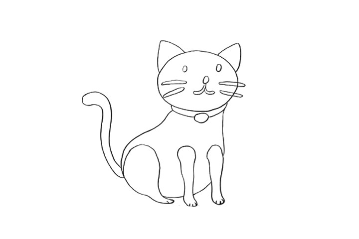 怎么画简单的小猫简笔画步骤