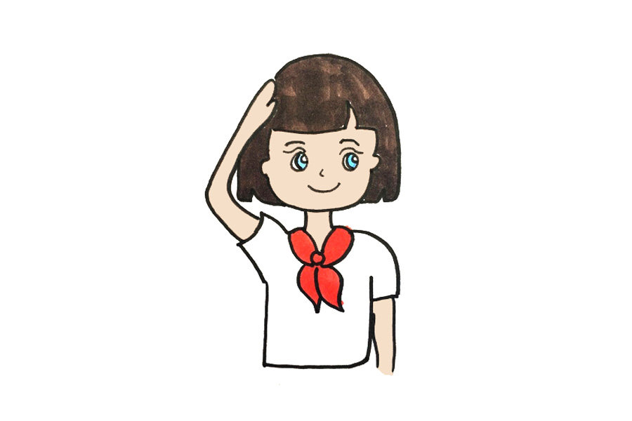 少先队员敬礼怎么画