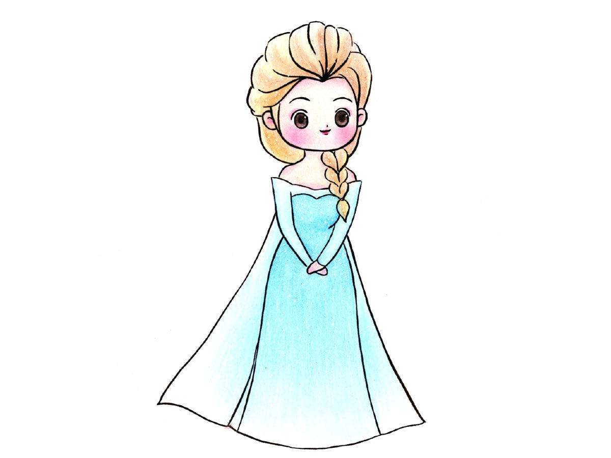 冰雪女王艾莎公主简笔画画法教程