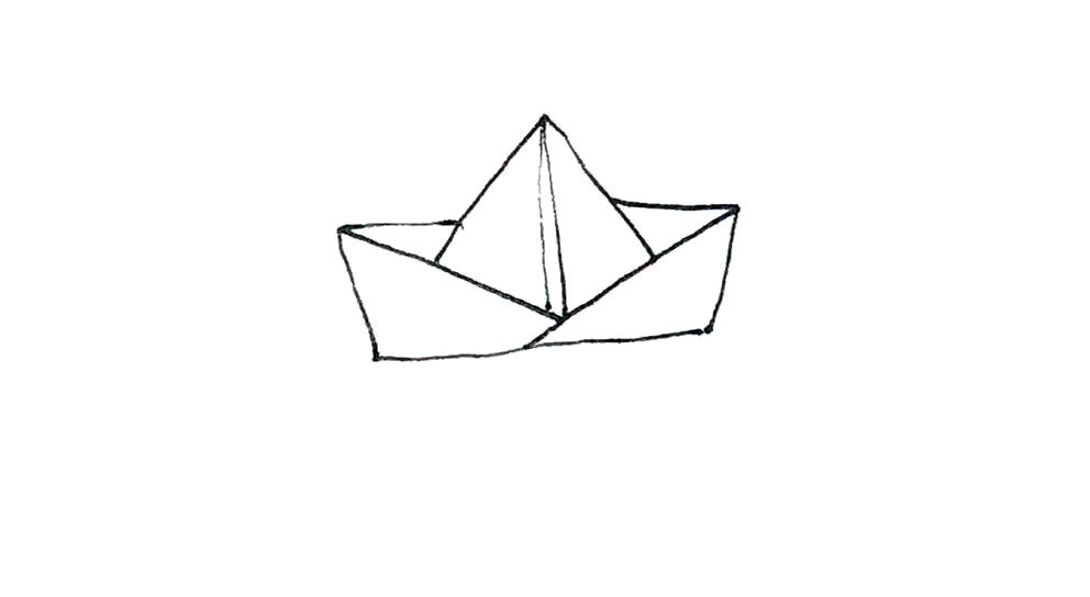 折纸船简笔画画法