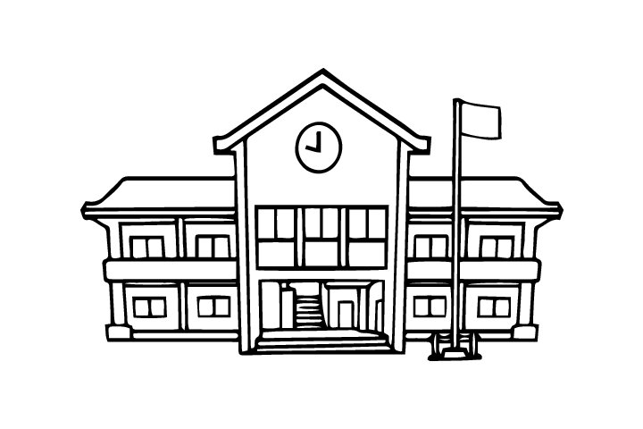 学校教学楼简笔画图片