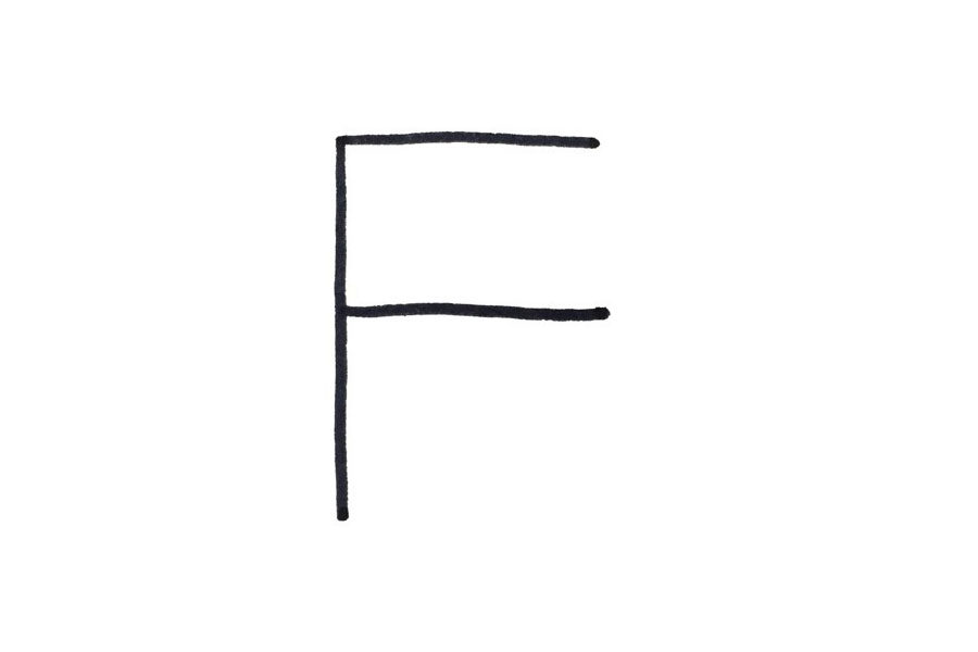 用字母“F”画一位戴口罩的医生