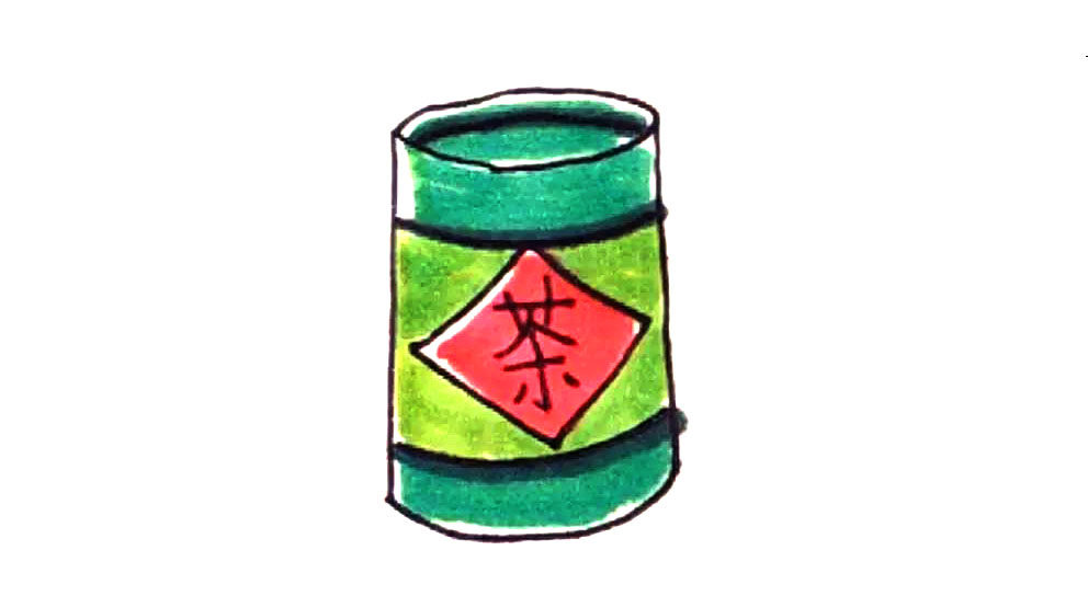 茶叶罐简笔画画法步骤