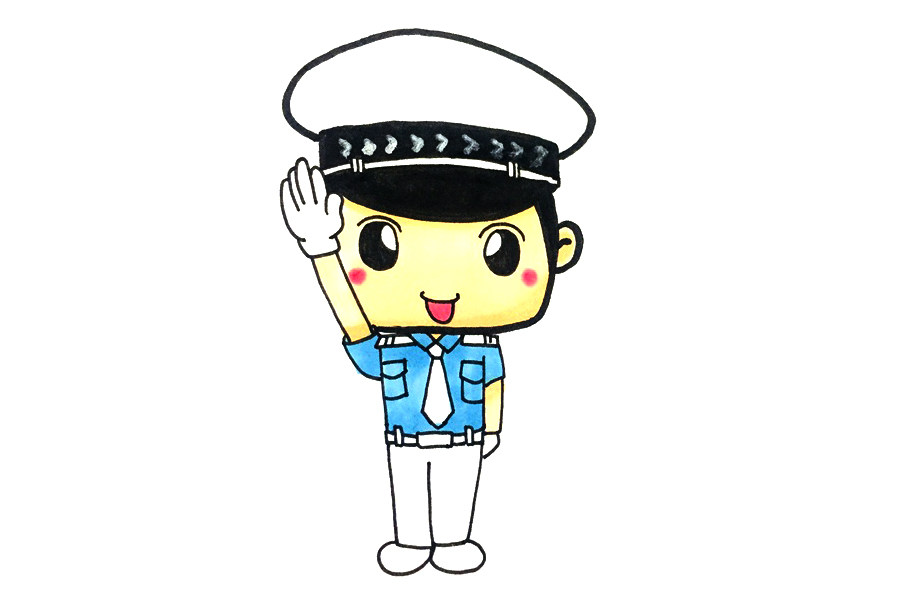 可爱交警叔叔怎么画