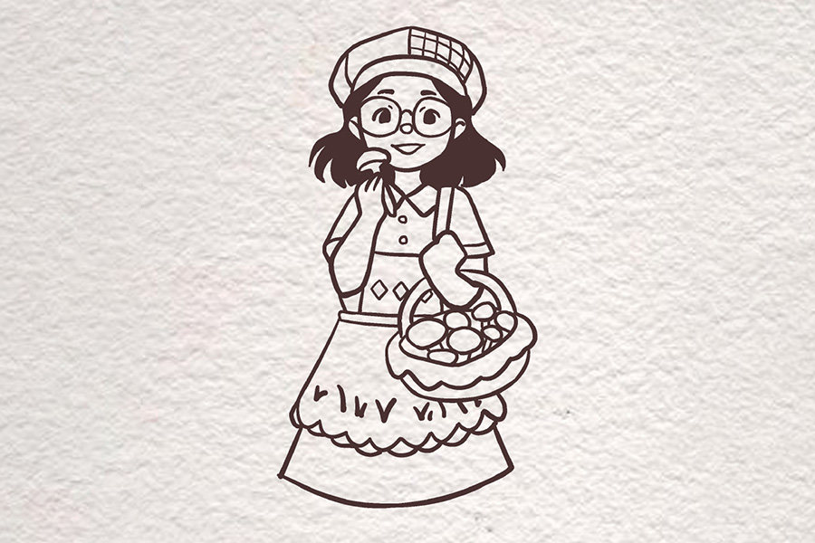 复古风美少女简笔画画法步骤