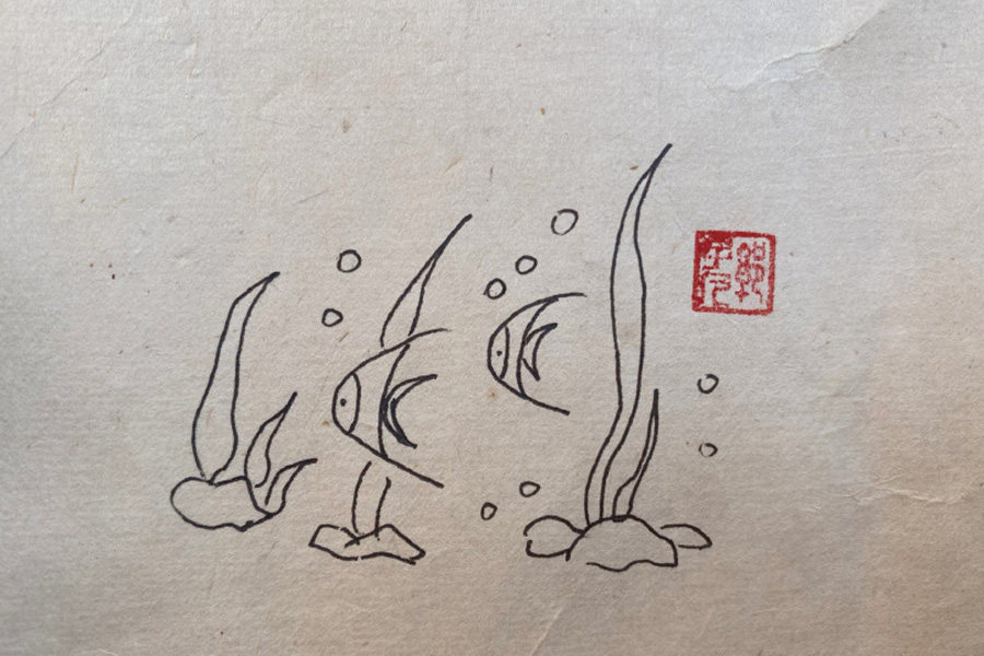 池塘风景简笔画图片