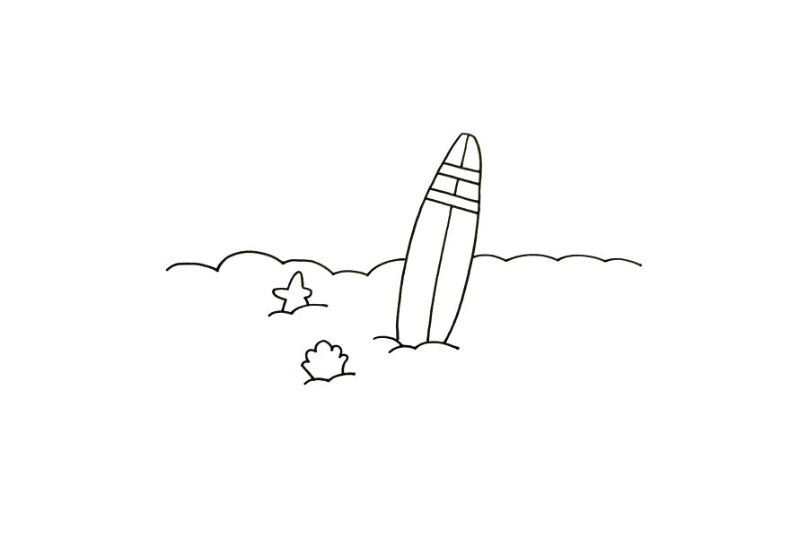 海滩风景怎么画简单