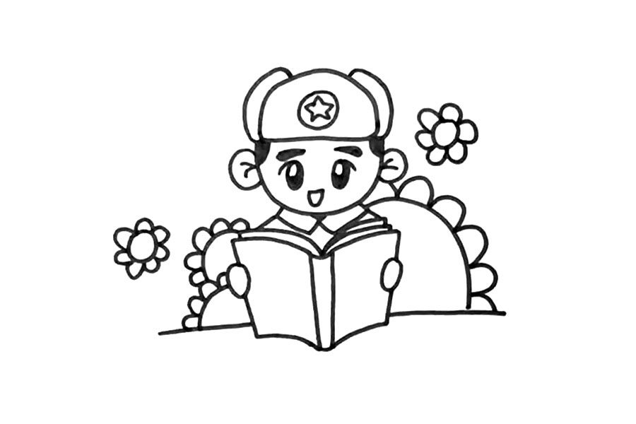 爱学习的雷锋叔叔怎么画