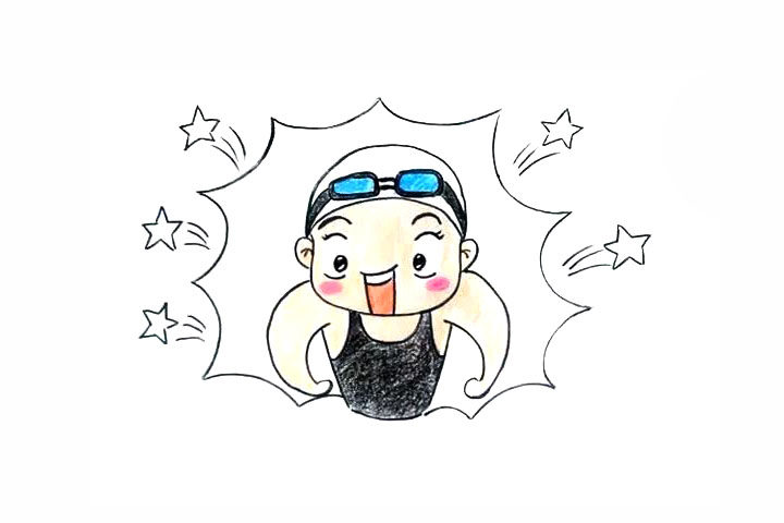 洪荒之力美少女傅园慧简笔画