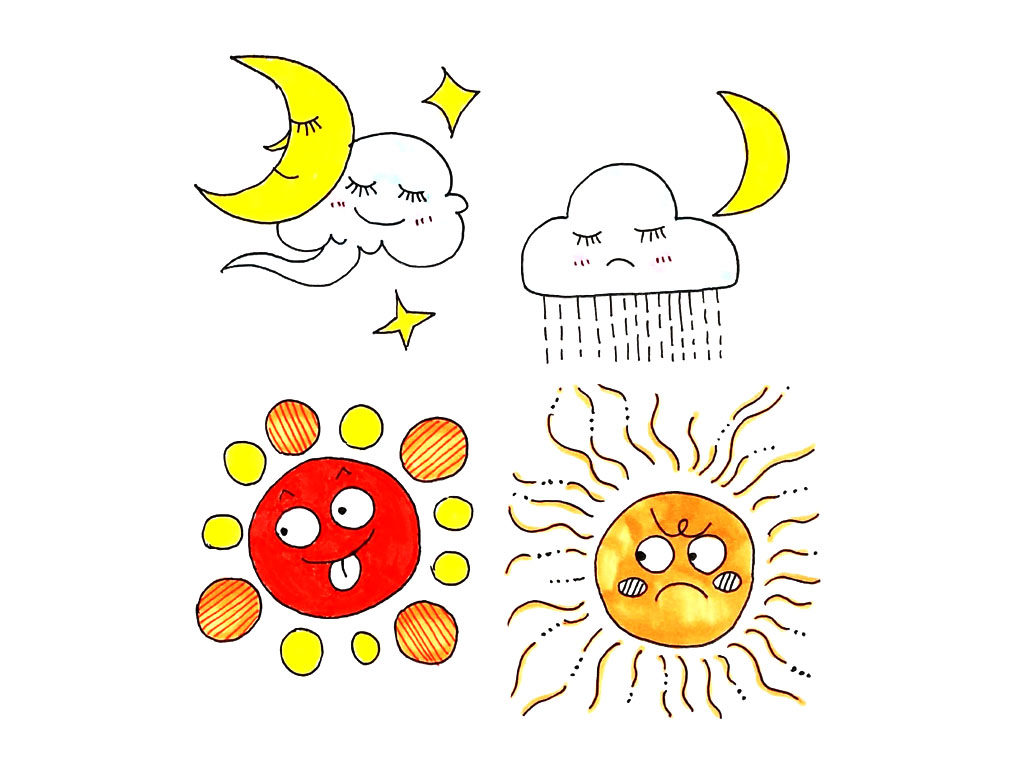 超萌天气预报简笔画