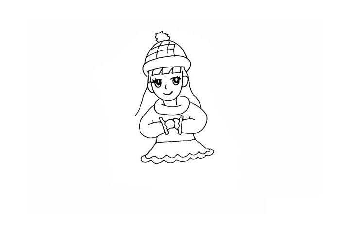 拜年的小女孩简笔画步骤