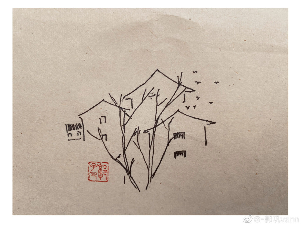“风日晴和人意好，夕阳箫鼓几船归。·”风景简笔画图片